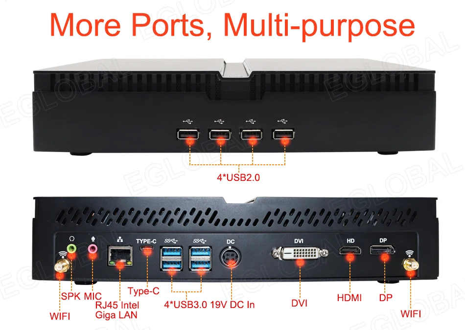 Game Killer Mini PC with Intel Core i9 9900KF/i7 9700KF, Nvidia RTX1660S 6GB, AX200 WiFi, 4K HDMI/DP/DVI – High-Performance Desktop Computer. Description Image.
