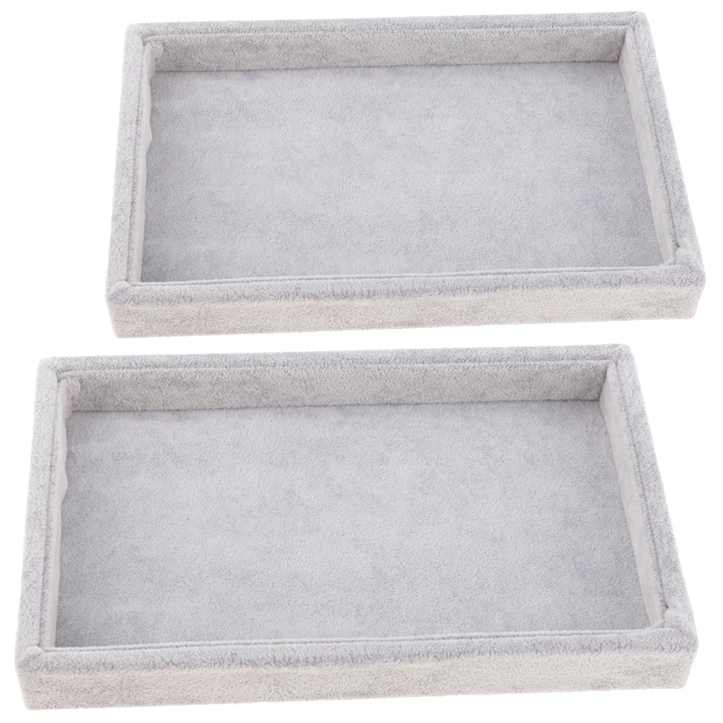 

2 Pcs Stackable Jewelry Organizer Trays Muti-use Jewelry Storage Holder Display Case for Drawer or Dresser, Grey