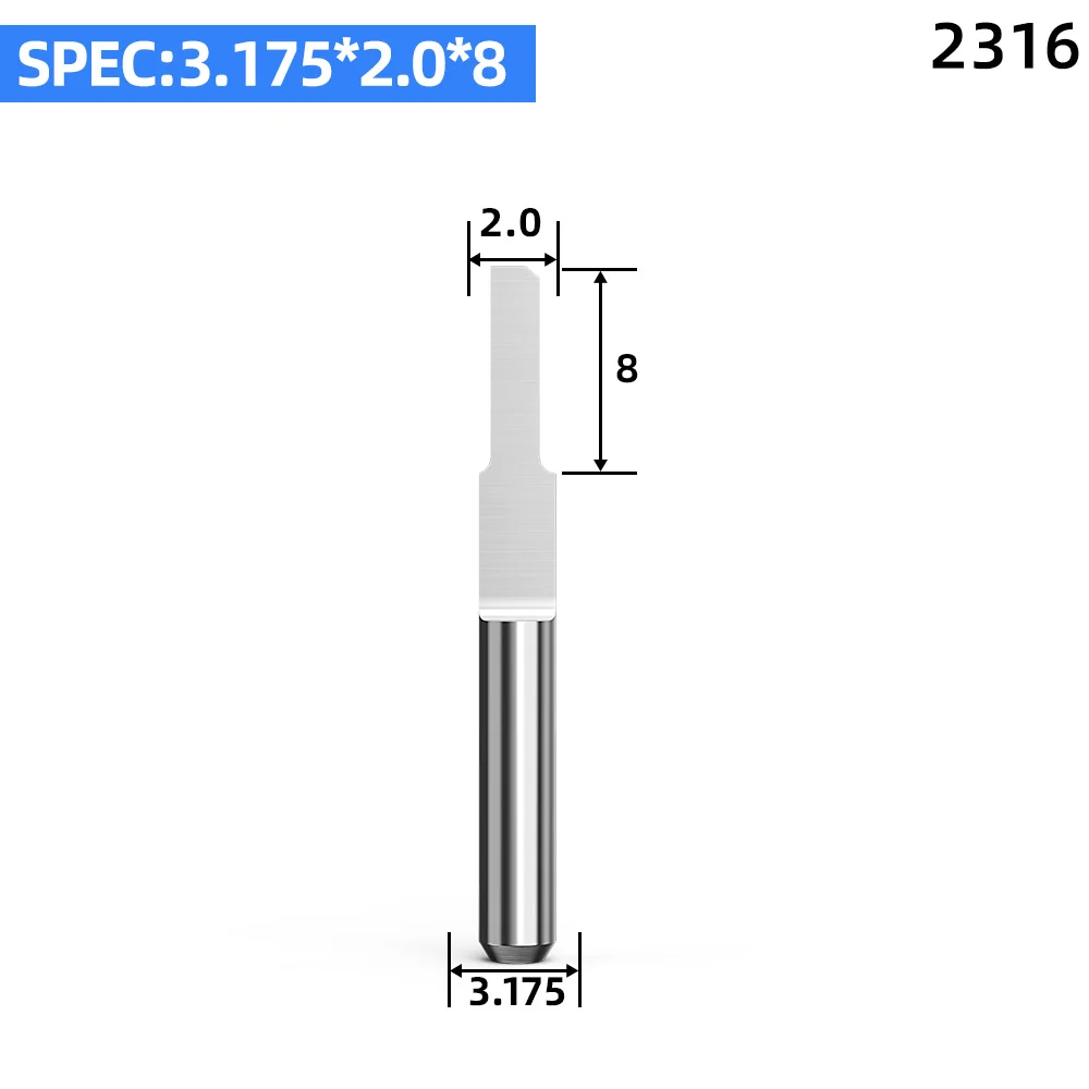 10 шт./лот Вольфрам 63HRC 3,175 мм 1 Флейта 2A Класс PCB Гравировальный Бит 0,8 мм-3,0 мм Концевая фреза фрезерный станок с ЧПУ Деревообрабатывающие инструменты - Длина режущей кромки: 3.175x2.0x8mm