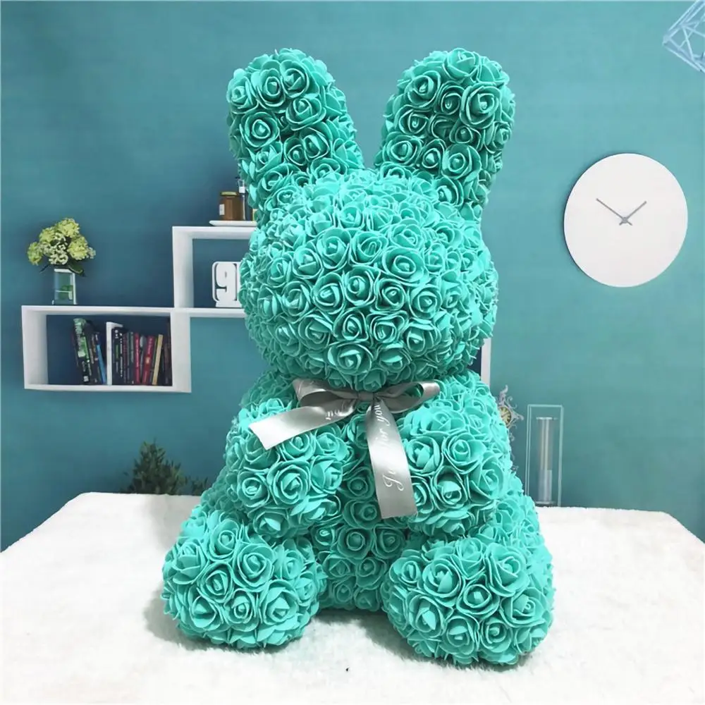 Valentines Day Gift 35cm Rose Rabbit Rose Flower Artificial Decoration Valentine Day Birthday Party Wedding Decoration Gift