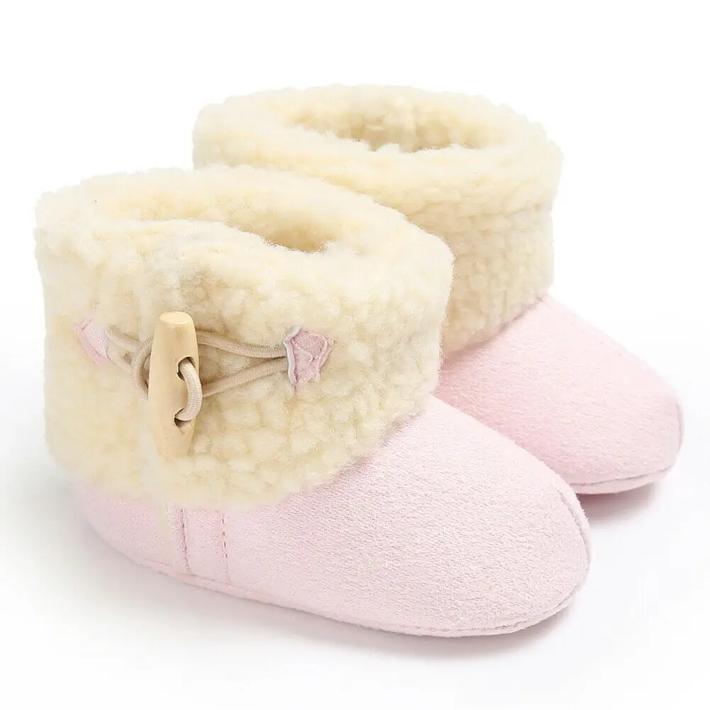Розовый Baby Winter Boot Keep Warm Baby Ankle Snow Boots Infant Crochet Knit Fleece Baby Shoes For Boys Girls - Цвет: Розовый