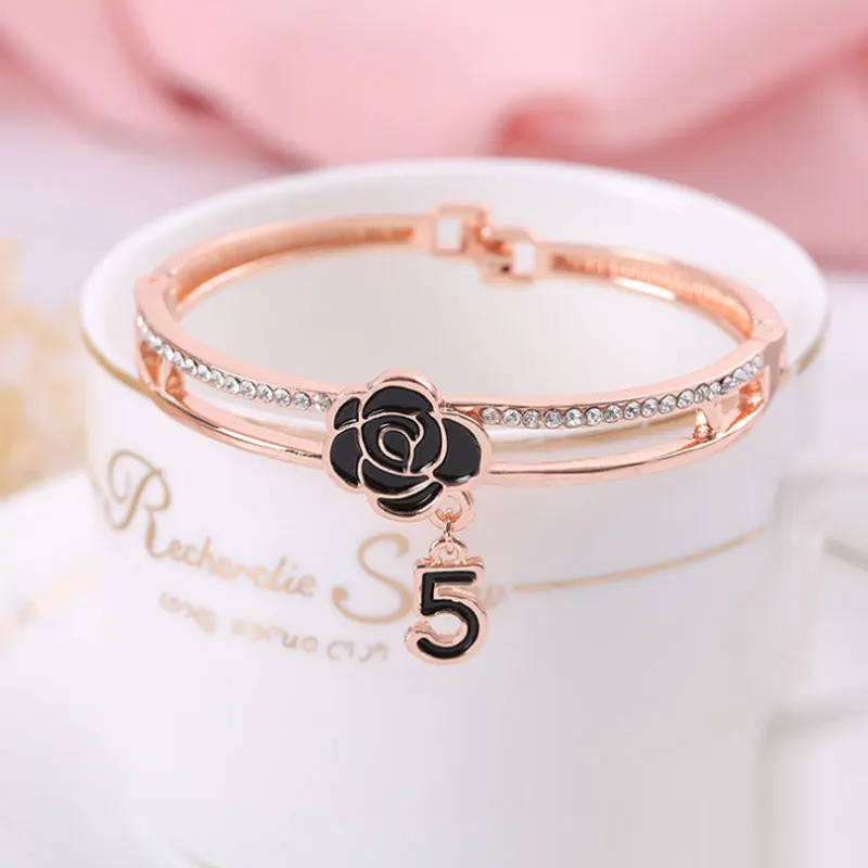 Роскошный известный бренд дизайн камелии браслеты для Для женщин буквы со стразами 5 браслет свадебные украшения