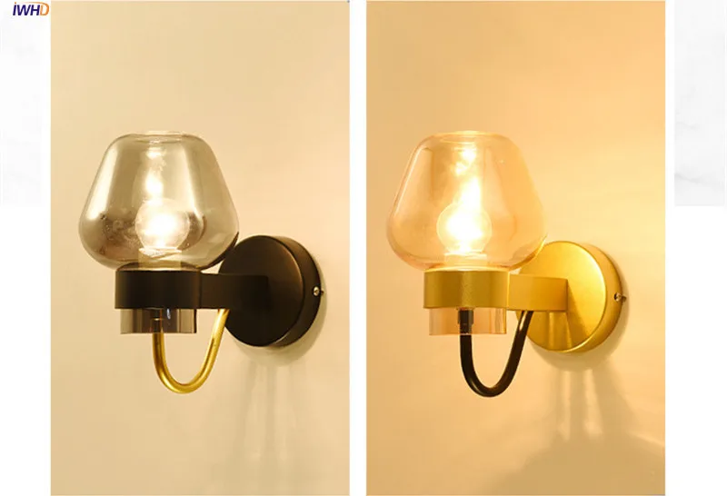 Iron Modern Nordic Wall Lamps Glass Lampshade Wall Lights Creative Wandlamp Bedroom Light Fixtures For Home Decoration Bar Cafe (3)