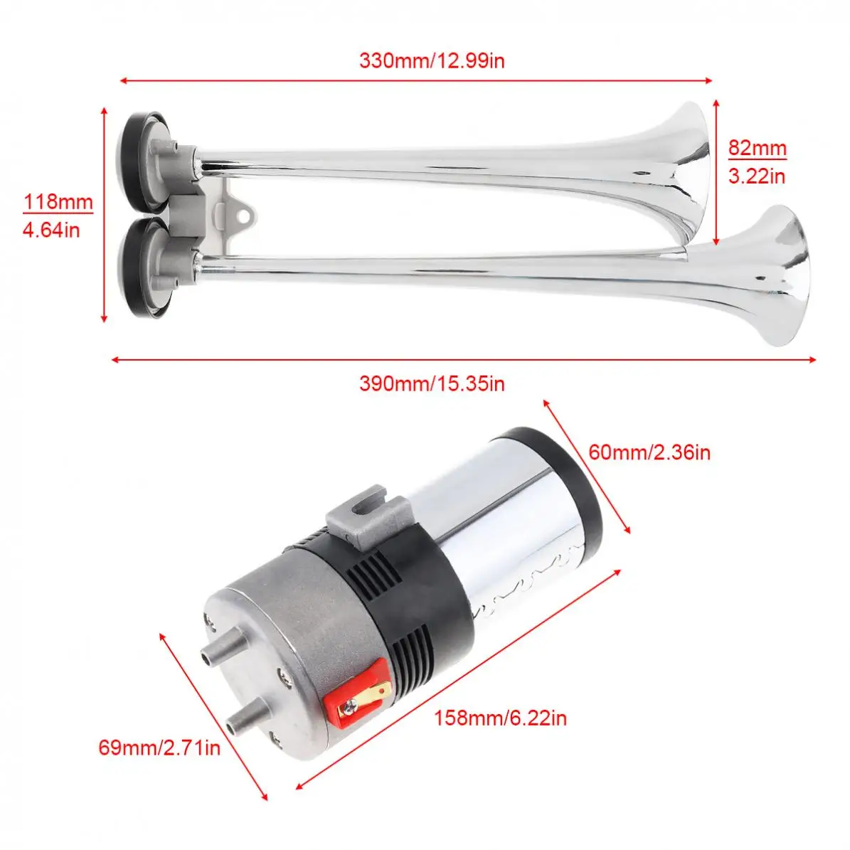 12 В 118дб двойной тон супер громкий автомобильный Воздушный Рог набор сверхмощный труба компрессор для автомобиля мотоцикла лодки грузовика