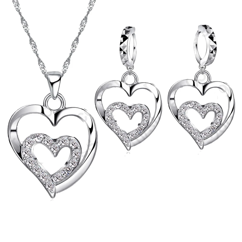 Женский ювелирный комплект из колье и серёг серебра 925 пробы|jewelry sets|jewelry set 925jewelry