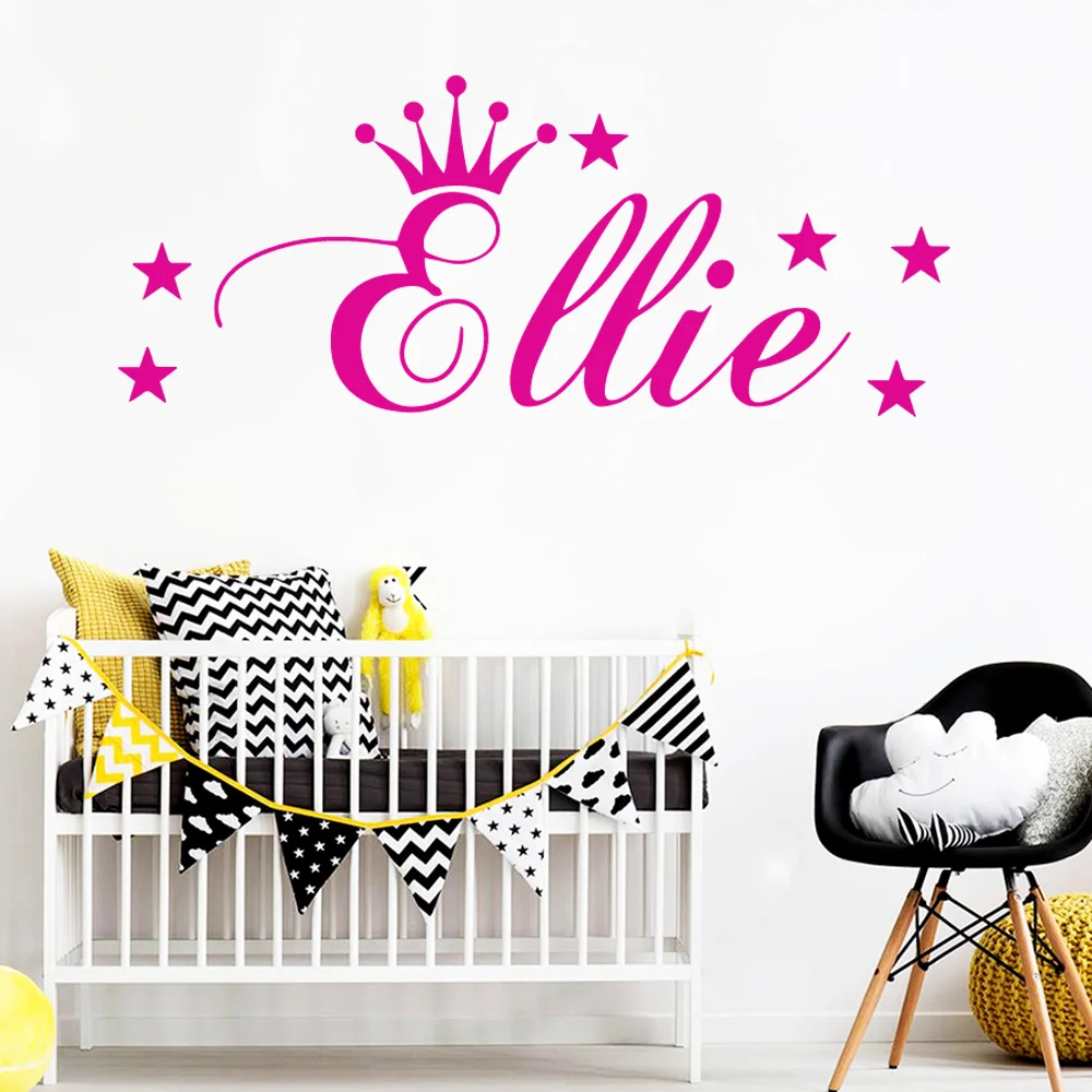 Butterfly Custom Name Wall Sticker Self Adhesive Vinyl Heart Stars Wallpaper For Nursery Babys Room Bedroom Decoration Decals