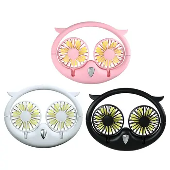 

Owl Lazy Hanging Neck Fan Adjustable 7 Leaf USB Rechargeable Cooling 1200 Ma Mah 28GE