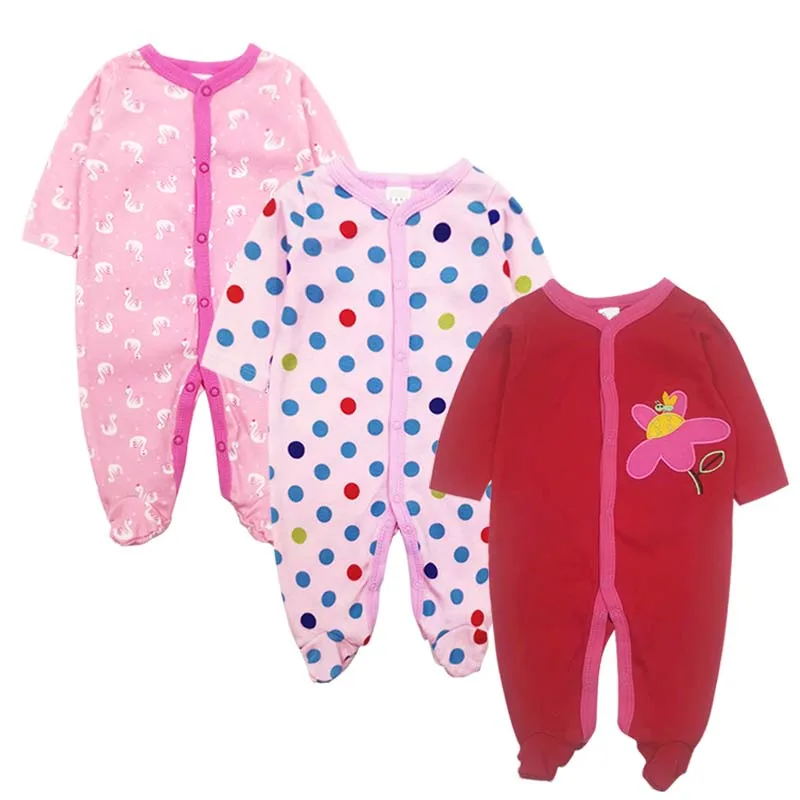 Baby-Boy-Girl-Footies-Pajamas-Original-Cotton-Spring-Sleepwear-3piece-lot-Animal-Christmas-Coverall-baby-sets
