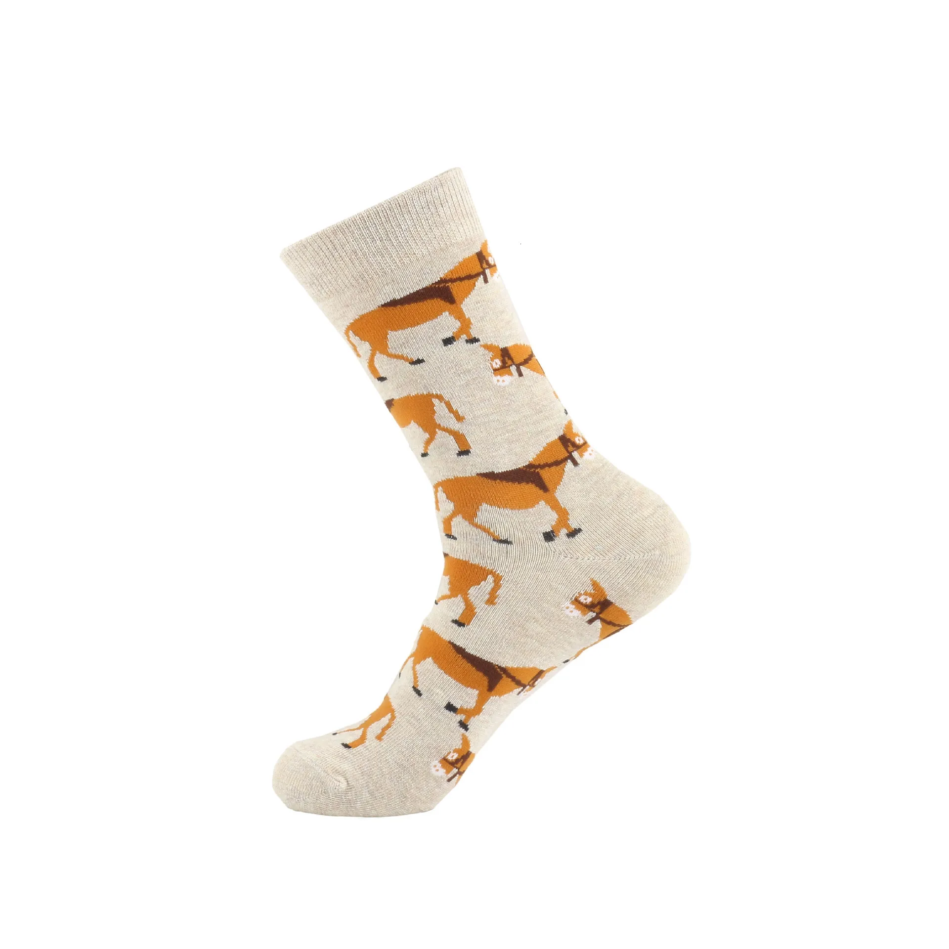 PEONFLY/Новинка года; весенние женские носки; хлопковые цветные носки с милым кроликом и котом; забавные счастье кавай; носки для девочек; Рождественский подарок - Цвет: donkey
