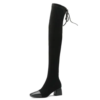 

Sexy Night Club Party over the Knee High Boots For Women genuine leather High Heels Boots Ladies 2020 Winter Shoes Woman