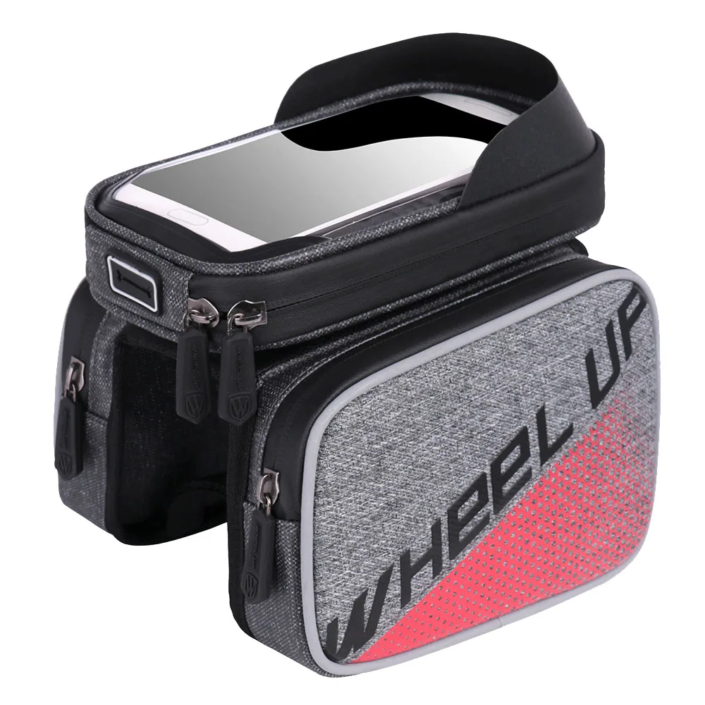  Cycling Bicycle Front Tube Top Bag Smartphone Bag Bike Front Frame Bag Pannier Pack Bag 6.2" Phone 