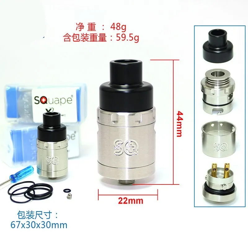 SXK Squape X Dripper rda 22 мм Rebuildable капает 510 резьба 316ss Танк VS Armor S Styled RDA yftk SQS BF QP design KALI V2 RDA