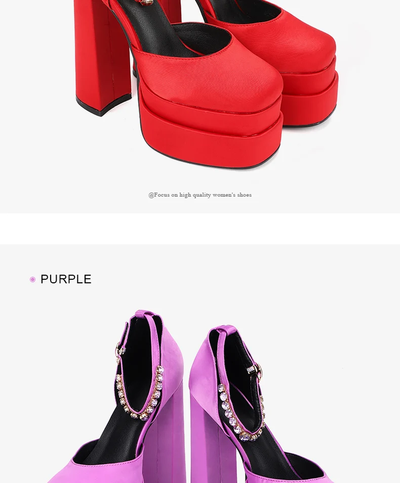 2021 New Ladies Sandals Summer Shoes Sexy Thick High Heels Thick Platform Buckle Crystal Dress Party Wedding Shoes Woman Pumps
