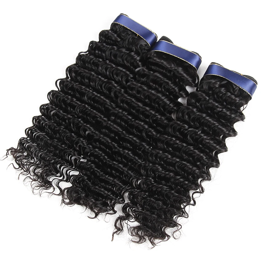 Feixes de Cabelo Extensão do Cabelo Onda Profunda Peruana Humano Encaracolado Tecer Cabelo Não Remy 3 - 4 Pçs Pacotes Negócio Nenhum Emaranhado Galpão 2 Pacotes com 3/4