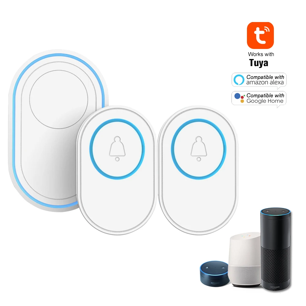 Alarma Tuya con timbre inalámbrico, 433MHz, WIFI, Kit de timbre para exterior, timbre inteligente para interior