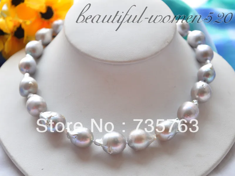 HOT 00168 GRAY BAROQUE KESHI REBORN PEARL NECKLACE