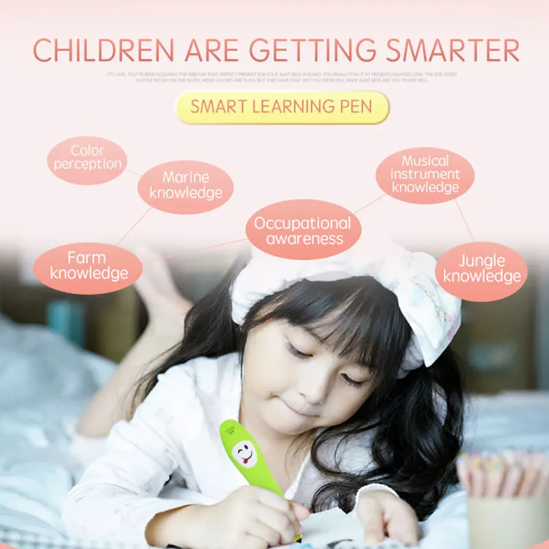 Pen with Learning Book Early Learning Pen Electronic Reading Pen Kids Educational Smart Interaction Logic Learning Pen