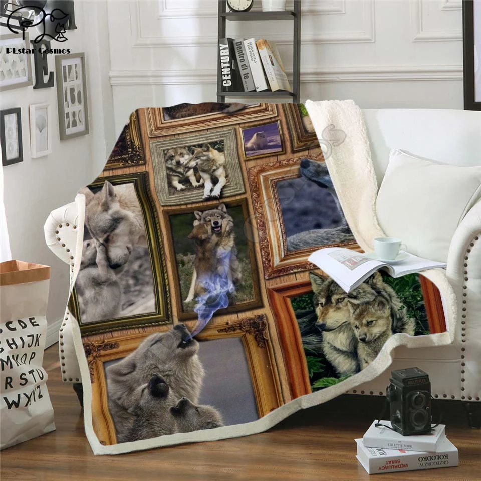 

wolf lsherpa Hooded Blanket 3D full printed Wearable Blanket Adults/Child Fleece Blanket drop shipping