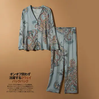 

Pajamas for women 2020 New Sleepwear set Long Sleeve lingere Pure Satin Women Home Suit cotton/synthetics clothing