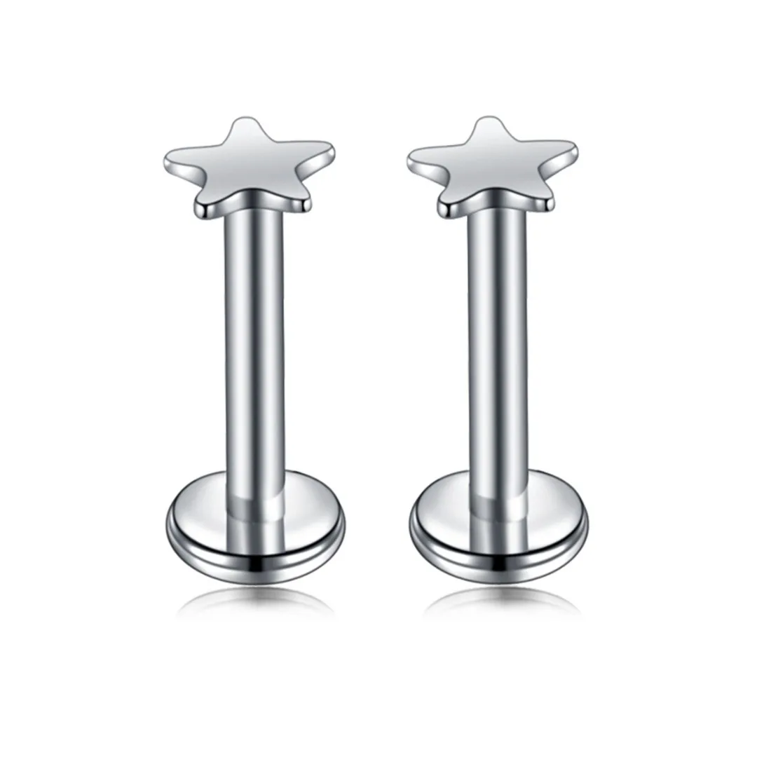 Zircon Crystal Labret Lip Piercing Jewelry For Women Men Punk Sexy Star Heart Stainless Steel Piercing Ear Cartilage Tragus