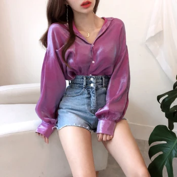 

Elegant Womens Tops and Blouses Fashion Ladies Office Blouse Vintage Puff Sleeve Shirt Tee Tops Casual Clothes