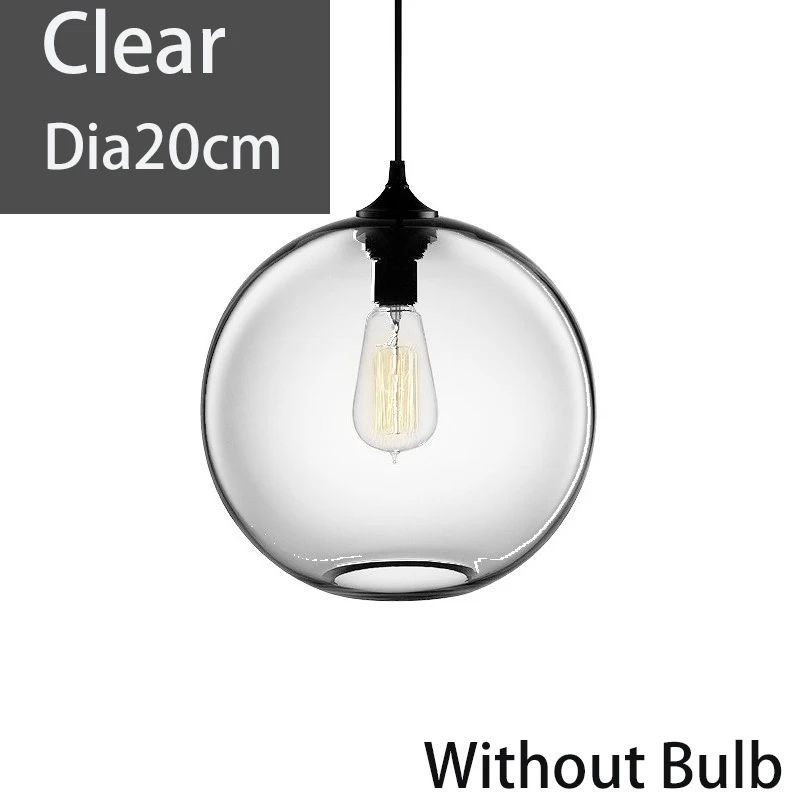 Clear Dia 20cm BDBQBL светодиодный Лофт Дымовое серое стекло шариковая Подвесная лампа чаша подвесные светильники лампа кухня гостиная спальня ресторан гостиничные залы - Цвет корпуса: Clear Dia 20cm