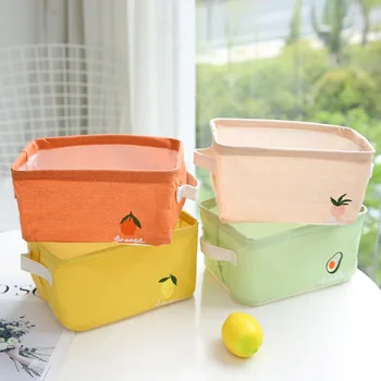 

DUNXDECO Table Storage Basket Desk Accessories Fresh Fruit Embroidery Sundries Holder Multifunction Household Modern Decorating
