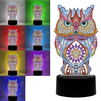 

DIY Diamond Painting Owl Lights for Home Living Room Bedroom Decoration Acrylic Animal Desk Lamp #CO