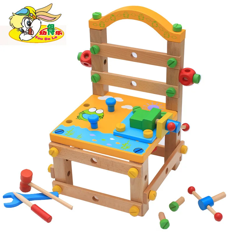 

Youdele Early Education Children Disassembly Wooden Work Multi-functional Educational Assembled Chair Tool Luban Chair Toy