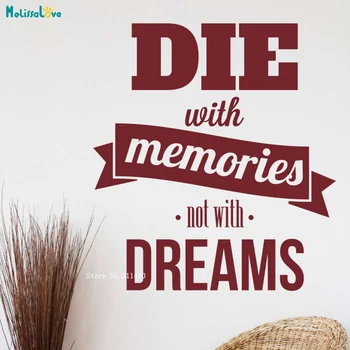 

Die With Memories Not With Dreams Wall Sticker Home Office Decor Studio Quote Removable Encouraging Word Decals YT3566