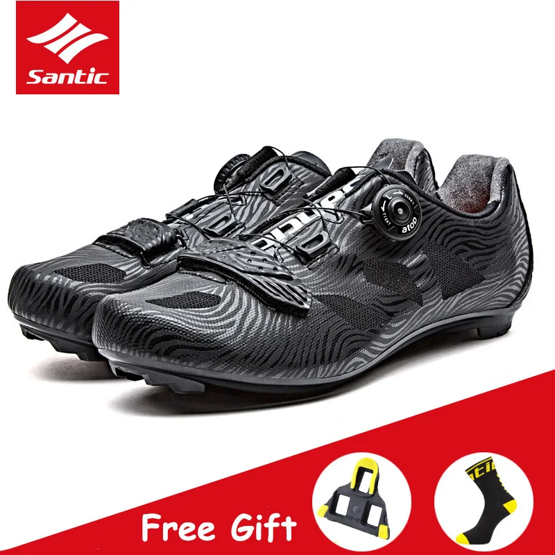 Santic Breathable Men's Road Bike Cycling Shoes Professional Team Racing Sport Bicycle Shoes Auto-locking Riding Shoes Sneakers