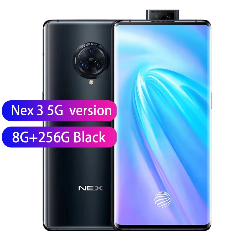 5G 8G 256G Black Мобильный телефон vivo NEX 3, 6,89 дюймов, 8 ГБ, 128 ГБ, 256 ГБ, 4G и 5 ГБ, Snapdraon 855 Plus, 64 мп, камера заднего вида, 16 МП, фронтальная, 4500 мАч, мобильные телефоны - Цвет: 5G 8G 256G Black