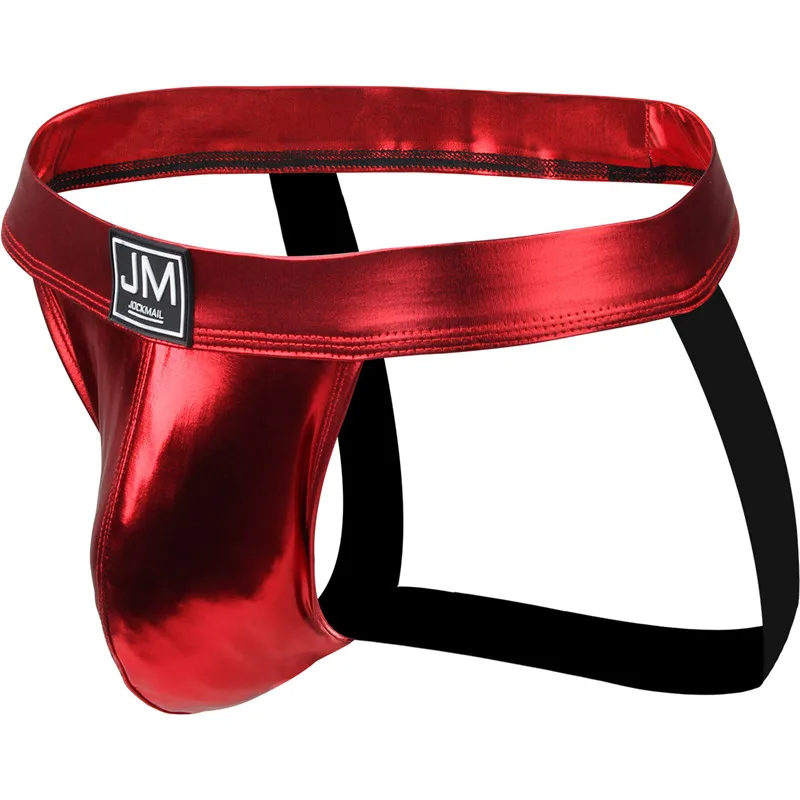 

Jockmail men leather gay new red gold black silver g string thong calzoncillos hombre slip sexy underwear jockstrap underwear