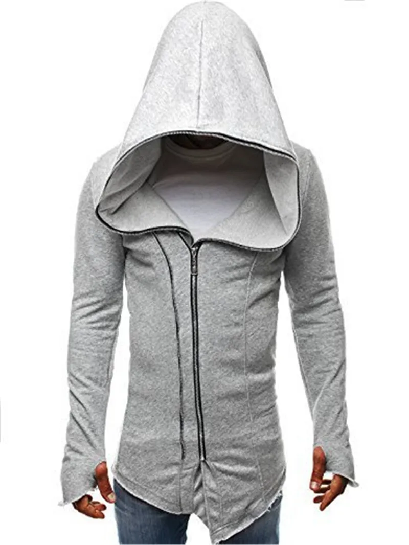 Light Gray Однотонные мужские дизайнерские толстовки, повседневные мужские дизайнерские толстовки на молнии с длинным рукавом, мужская одежда - Цвет: Light Gray