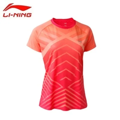 Распродажа) Li-Ning женские футболки для бадминтона, дышащий светильник, футболка для соревнований, Спортивная футболка AAYN012 WTS1357 - Цвет: AAYN014