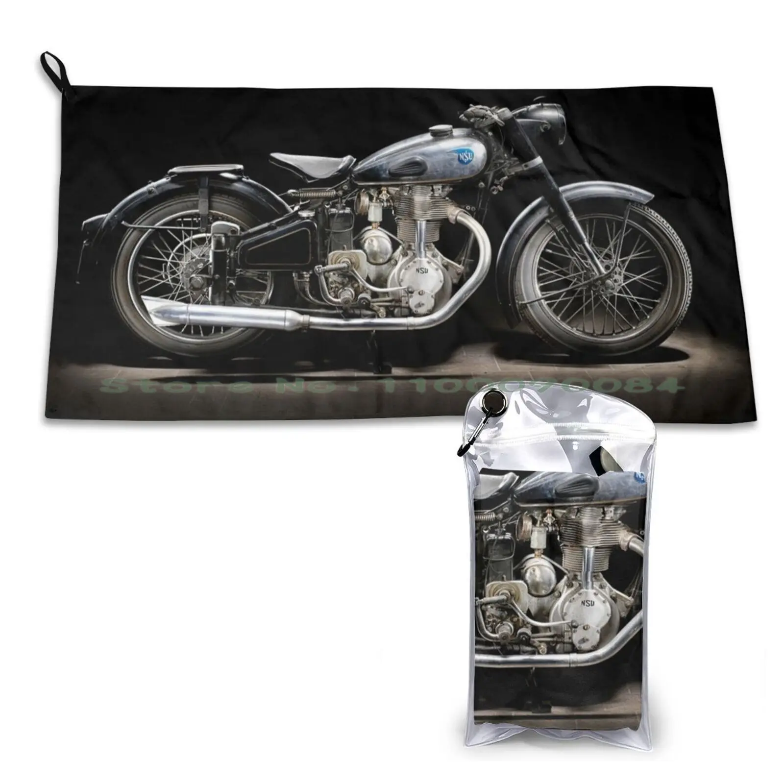 Nsu Konsul Quick Dry Towel Gym Sports Bath Portable Motorcycle Motorbike Classic Vintage Old Motoring Transport Historic German