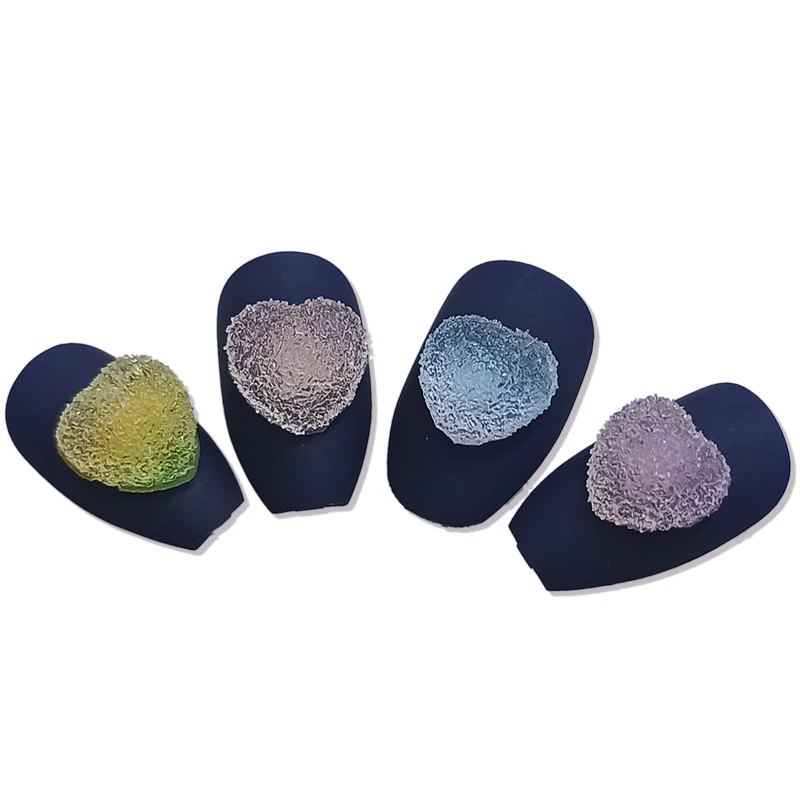 

30pcs simulation fudge manicure art rhinestone heart plastic soft rainbow gradient color for DIY 3D nail art decoration