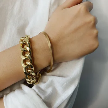 

personality punk thick chain bracelet contracted temperament of restoring ancient ways suit snake chain bone bracelet