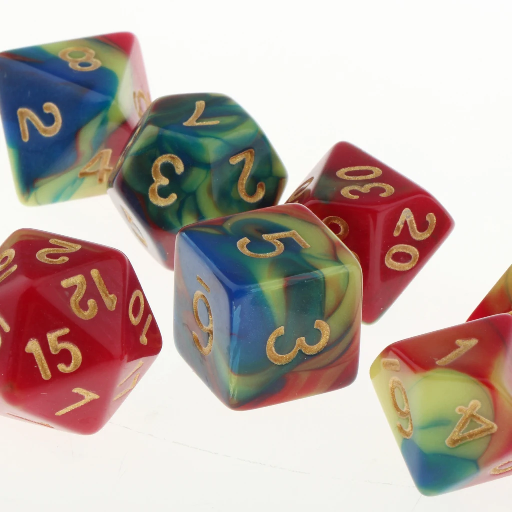 Pack of 7 Polyhedral Dices Table Board Games Party KTV for Dungeon & Dragons DND Dice Set Party Game Dices Hobby & Collectibles