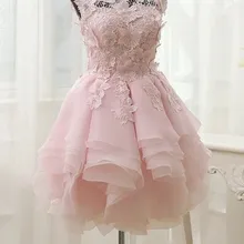 Выпускное Платье без рукавов с украшением в виде цветов, Многоуровневое короткое Очаровательное платье из органзы, Новое поступление, вечерние свадебные платья для выпускного бала