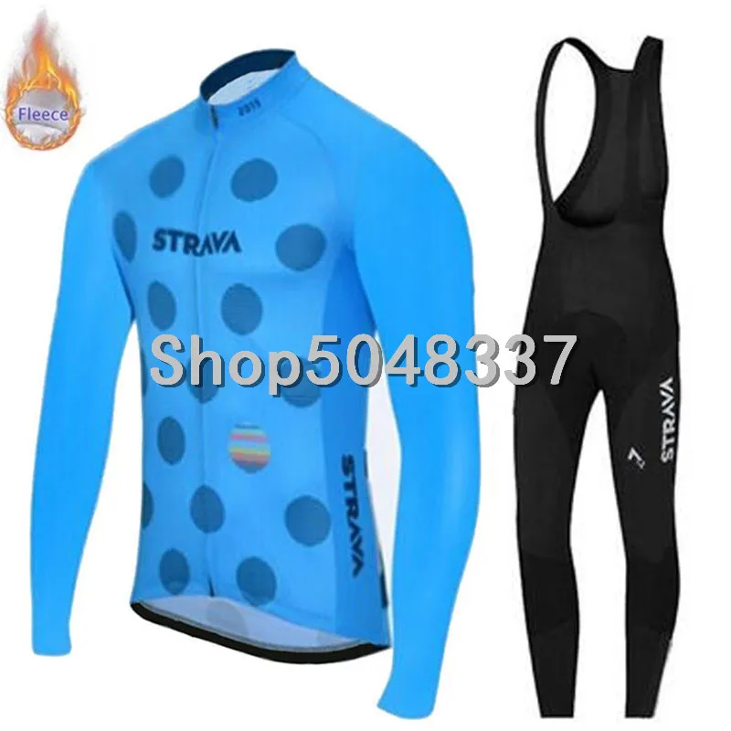 STRAVA pro команда с длинными рукавами команда Велоспорт Джерси Комплект комбинезон зимний открытый спортивный костюм пальто велосипедная одежда