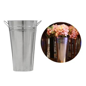 

2 Pcs Decorative Galvanized Metal Tin Flower Vases Baskets Buckets Pots for Craft Party