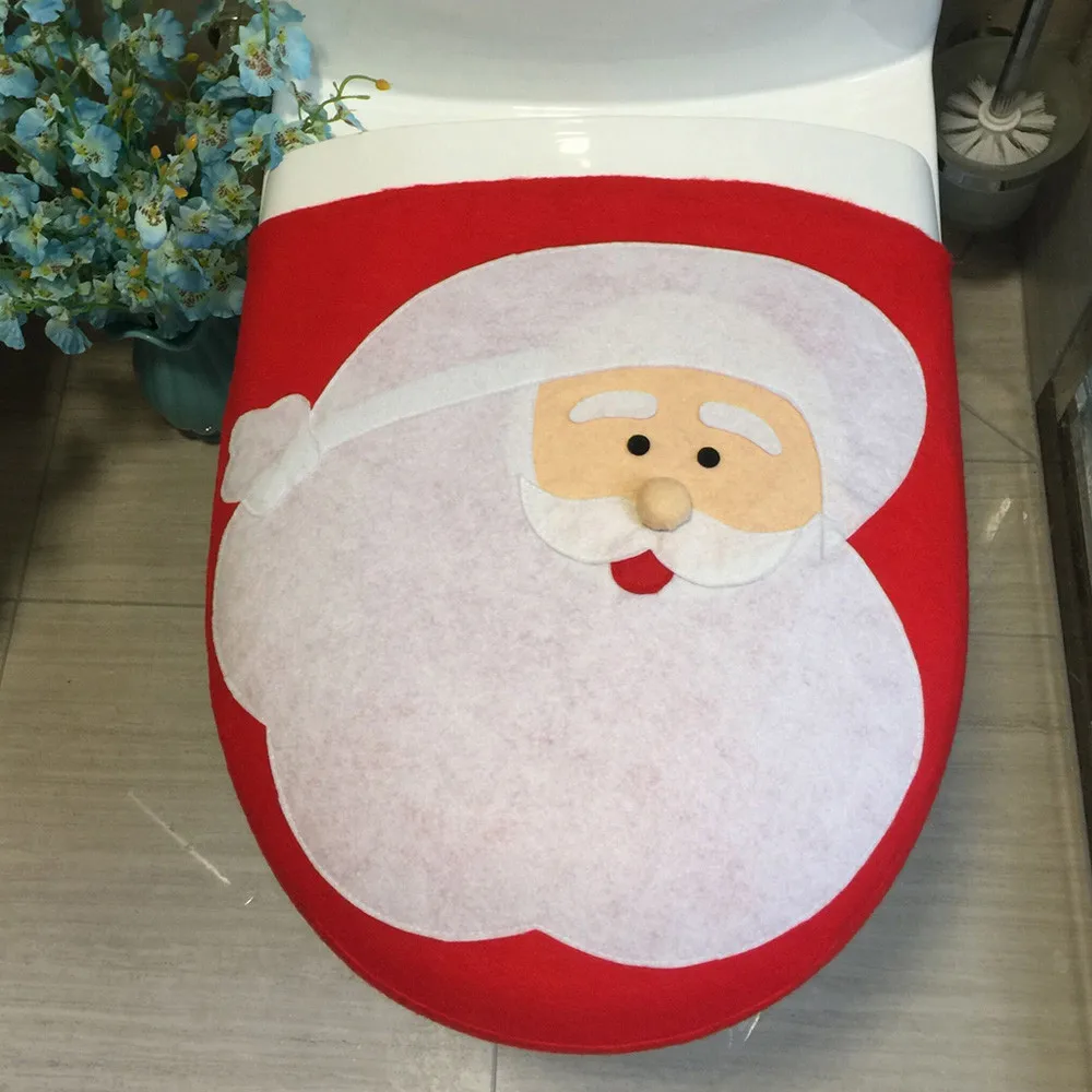 2 шт. Рождественский Декор Красный Happy Santa ClausToilet сиденье и крышка бака набор ванная кухня ковер коврик Декор сиденье для унитаза бак