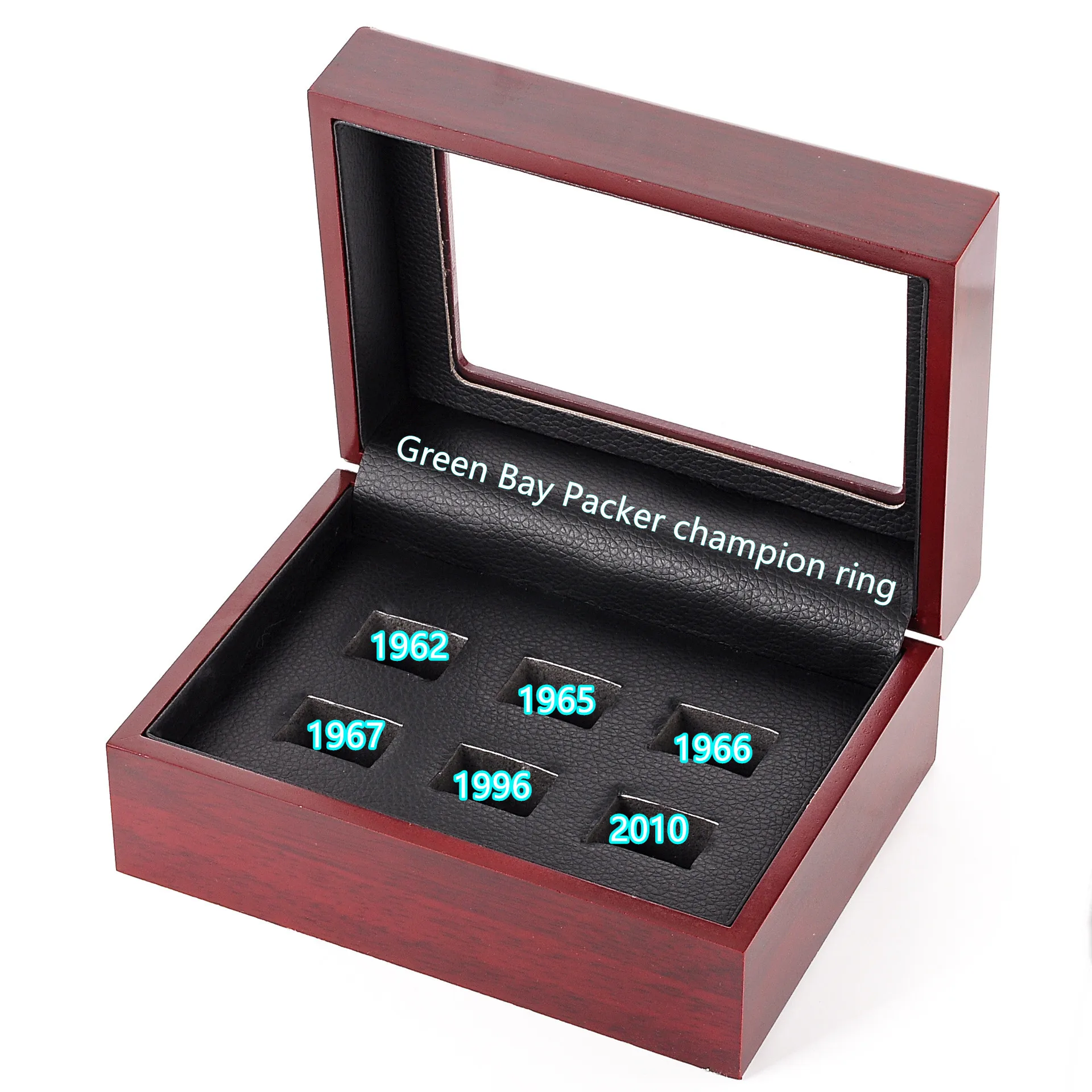 

Green Bay 1962 1965 1966 1967 1996 2010 packer champion ring 6Pcs ring display box