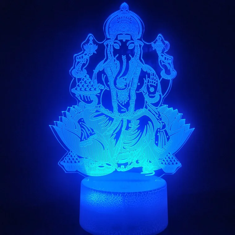 3d лампа Ganesha на батарейках меняющая цвет с пультом дистанционного управления