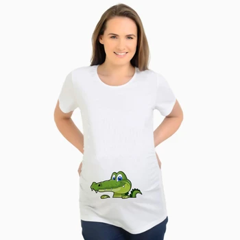 

Pregnancy Maternity Cartoon Frog Crocodile Print Short Sleeve T-shirt Pregnant Tops Camisetas De Lactancia Maternity T Shirt