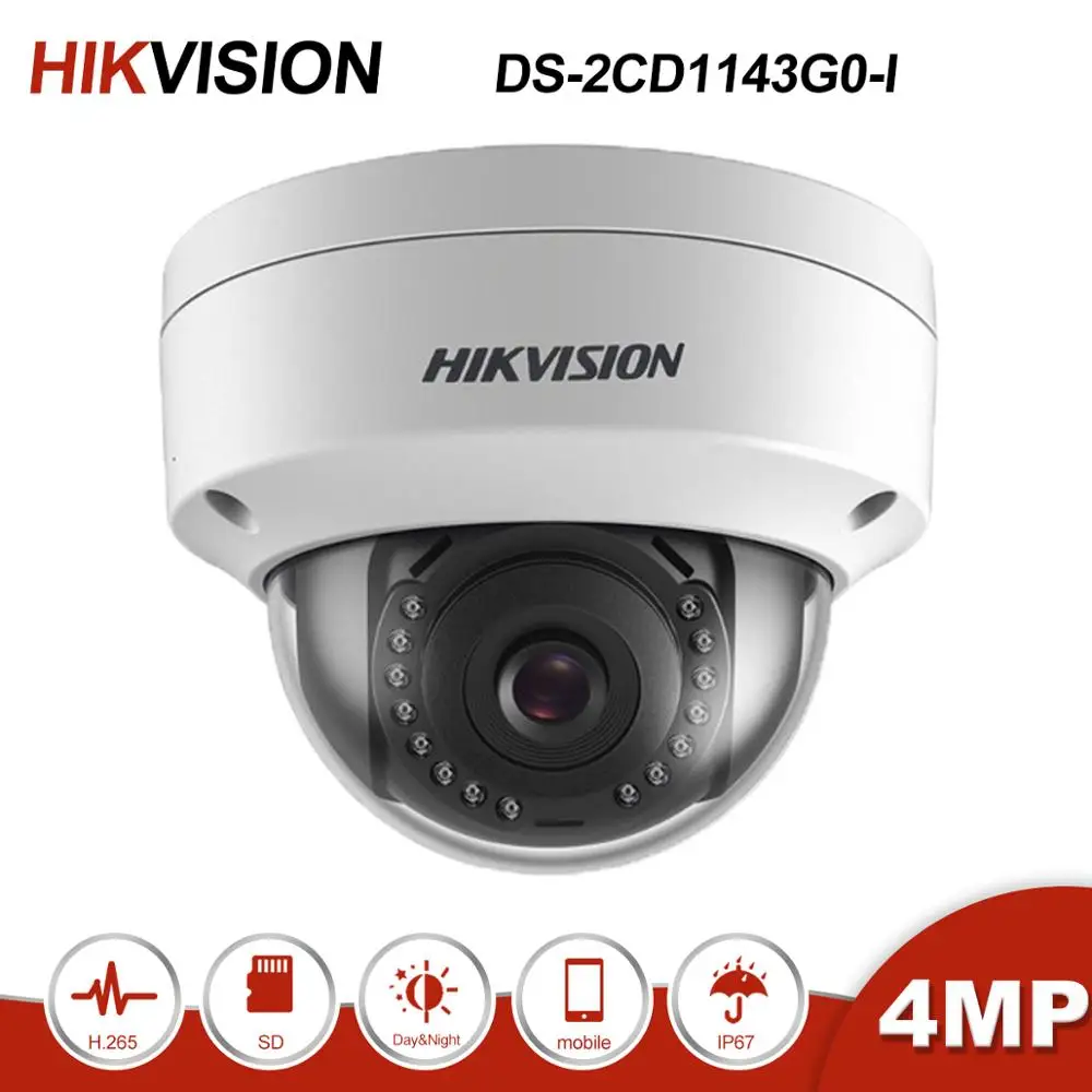 Оригинальная Hikvision DS-2CD1143G0-I 4MP POE ip-камера для дома/улицы фиксированная камера дневного/ночного видения камера безопасности ONVIF H.265 IP67