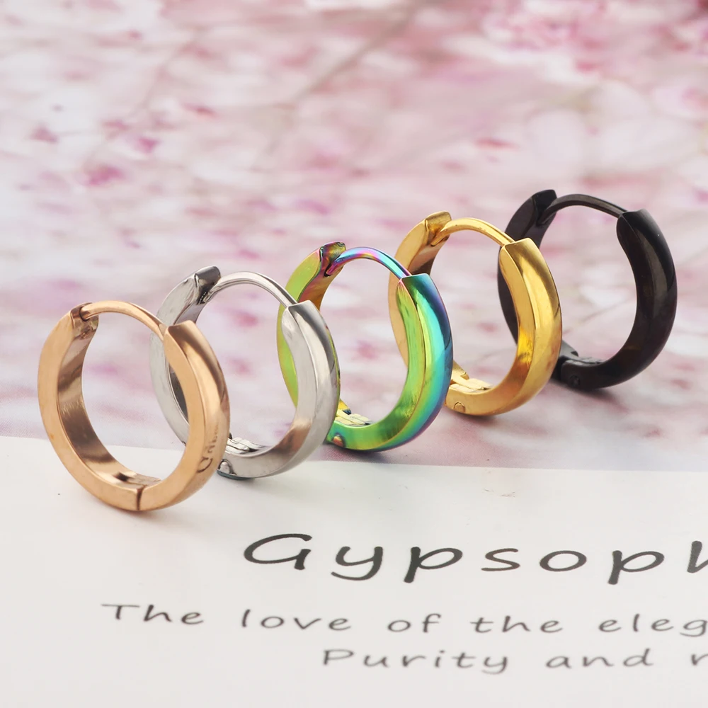 Stainless Steel Mens Womens Hoop Earrings Huggie Ear Piercings Ear Clip Clicker for girl body fashion earrings