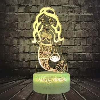 

3D Mermaid LED Night Light Sea-maiden Table Lamp For Kid Bedroom Toys Holiday Birthday Christmas Luminaria Toy For Girl Teenage