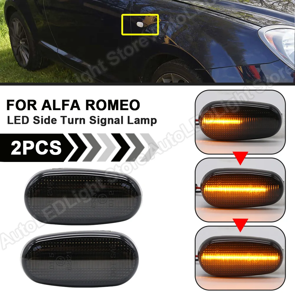 2 шт. для Alfa Romeo 955 147 GT(937) Fiat 198 Динамический светодиодный боковой габаритный фонарь